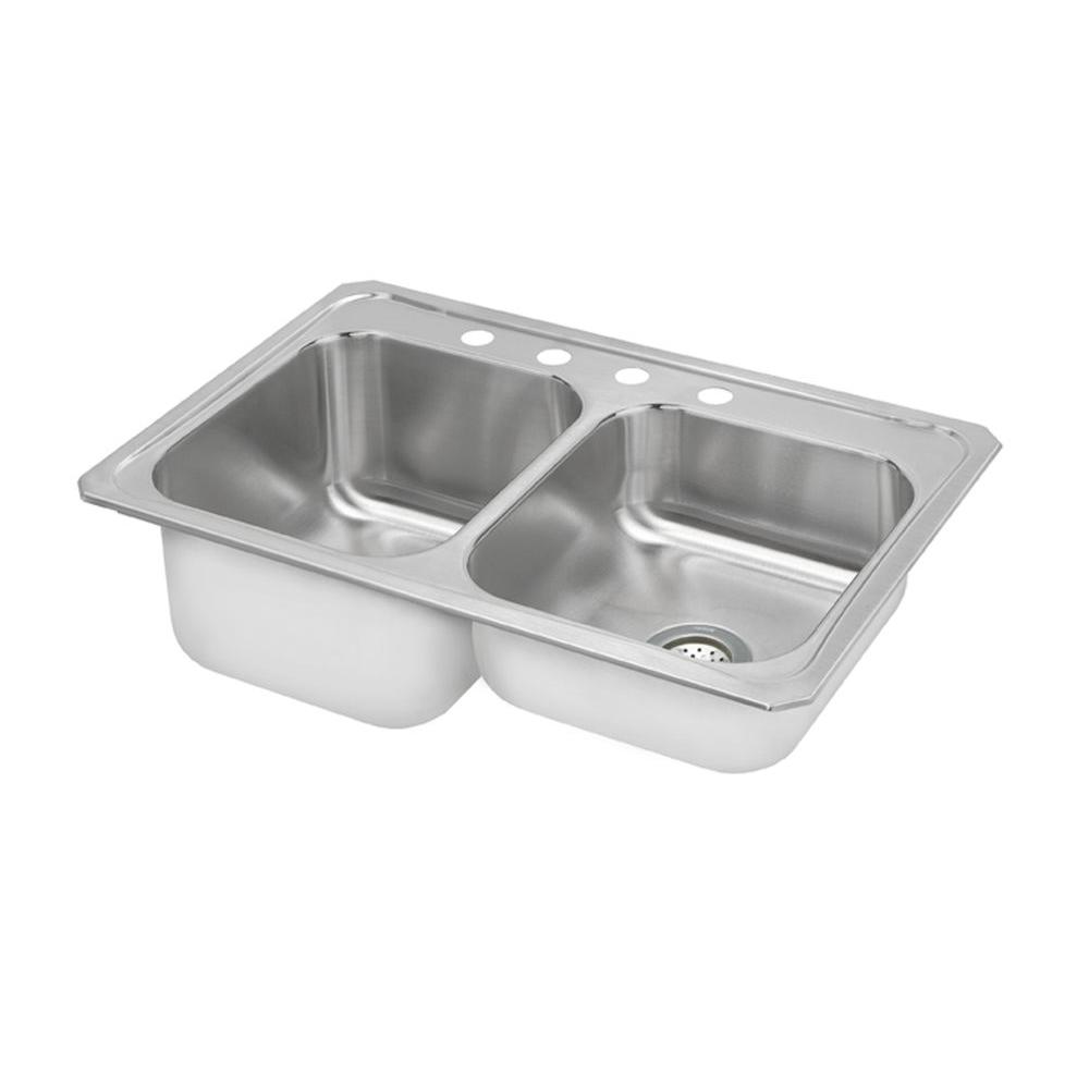 Elkay Celebrity Drop In Stainless Steel 33 In 3 Hole Double Bowl