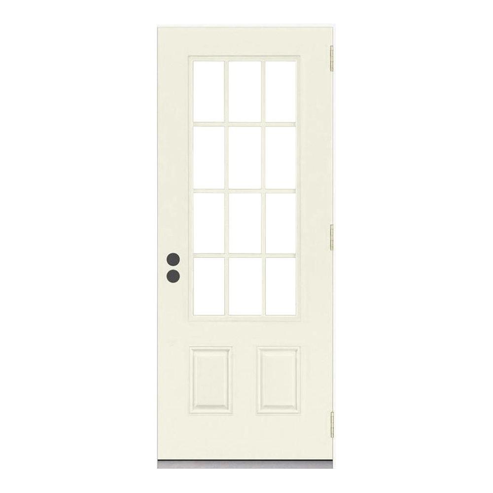 JELDWEN 32 in. x 80 in. 12 Lite Primed Steel Prehung Left