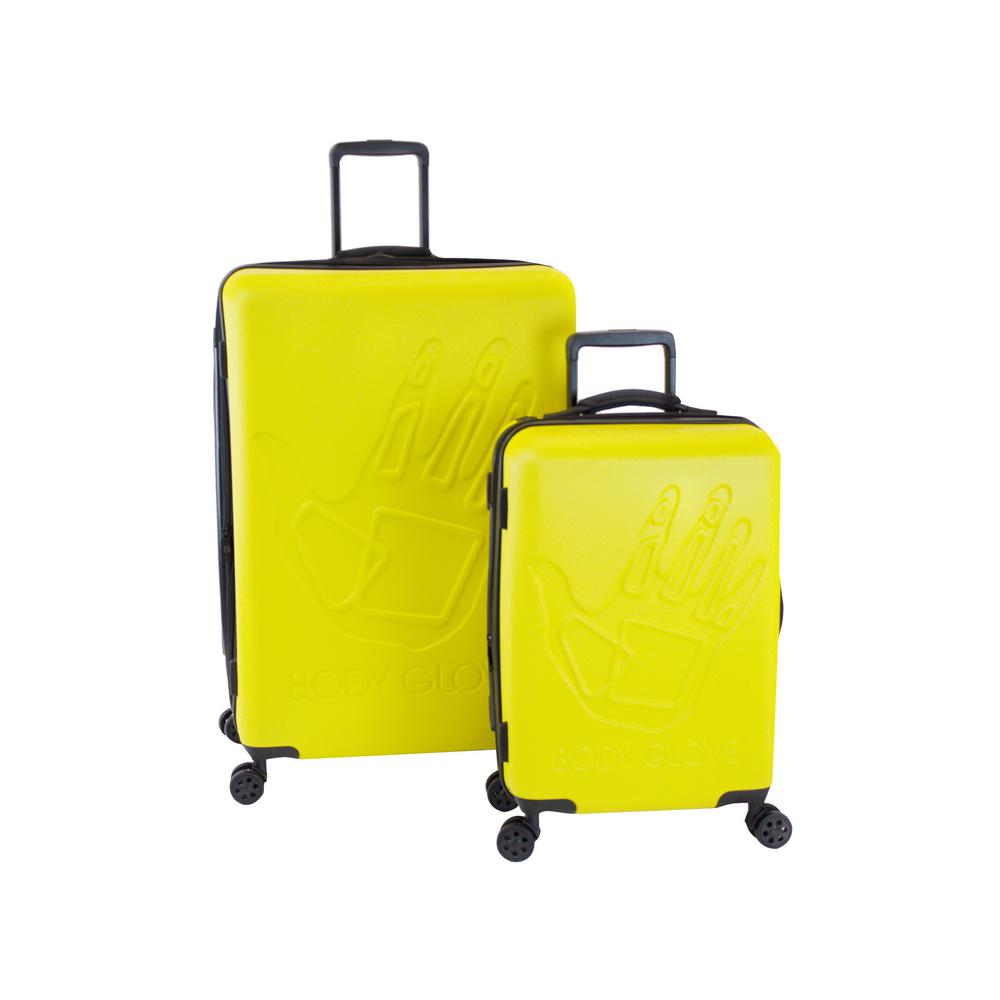 yellow hardside luggage