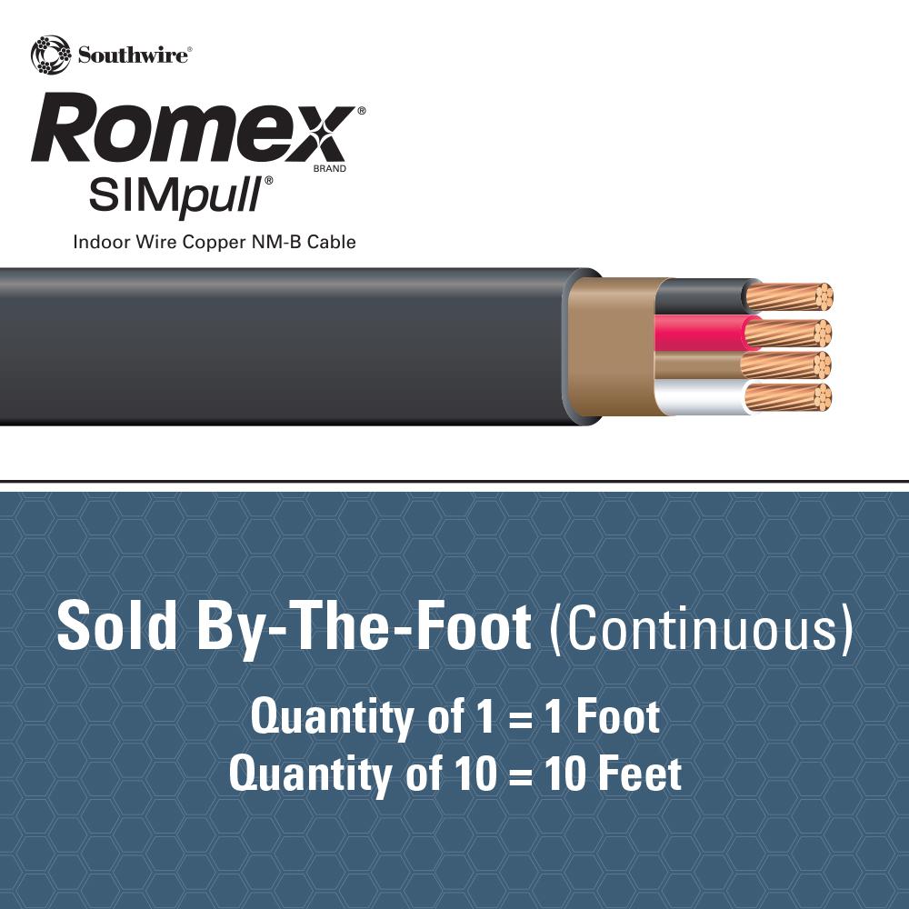 Southwire By The Foot 6 3 Stranded Romex Simpull Cu Nm B W G Wire The Home Depot