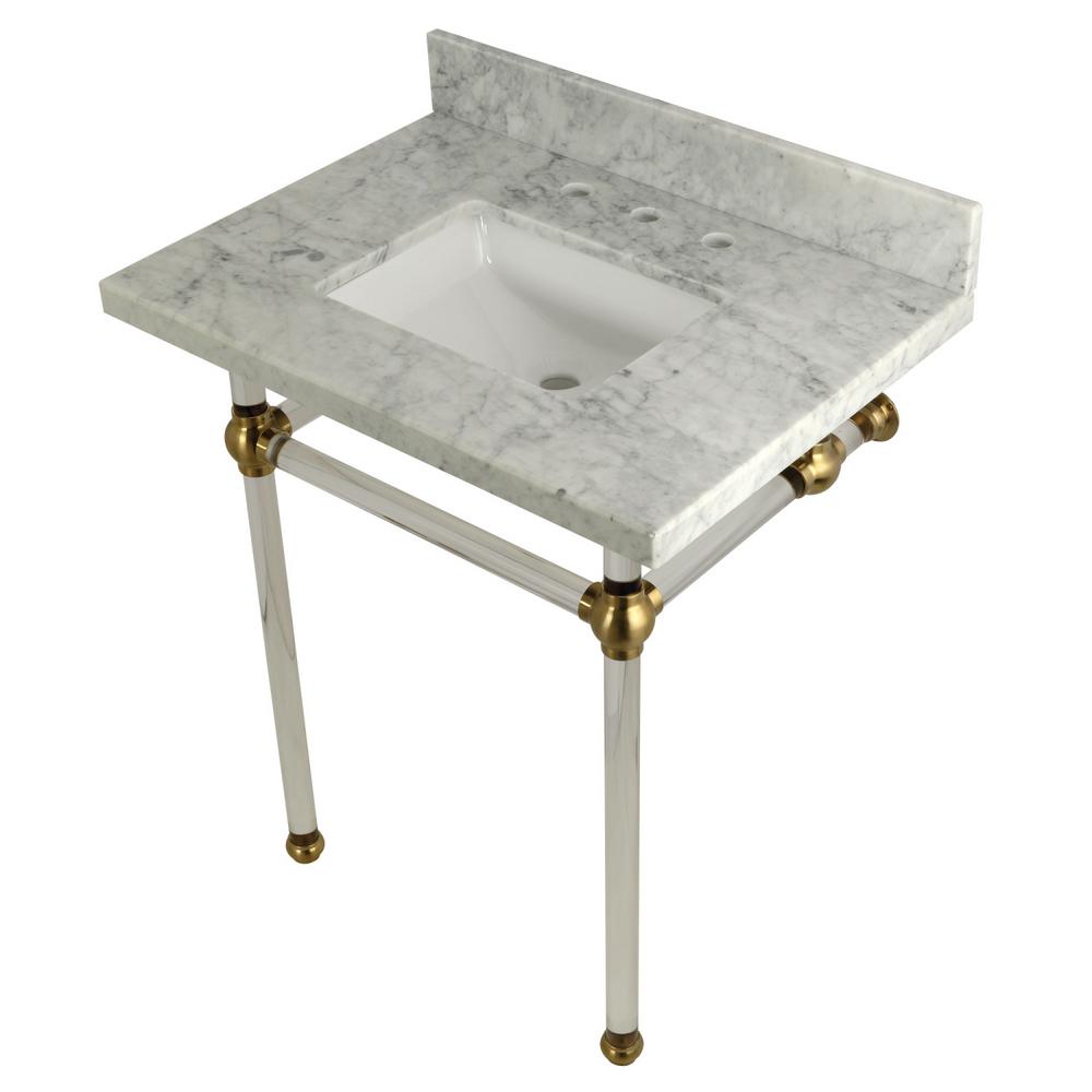 Kingston Brass Square Sink Washstand 30 in. Console Table in Carrara