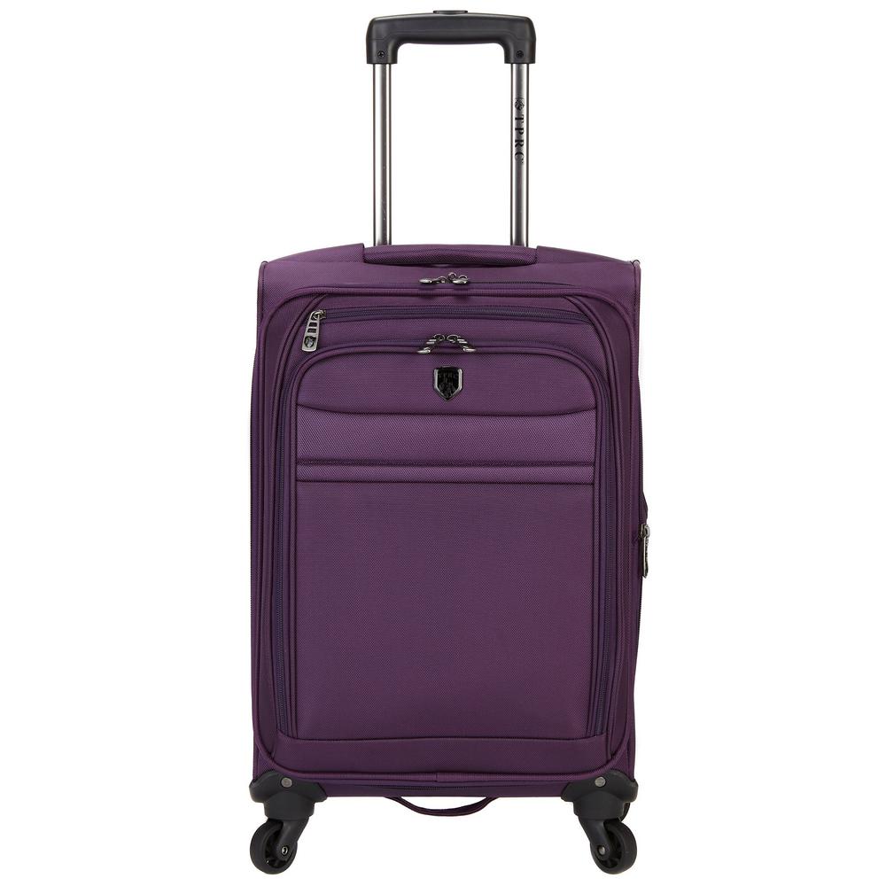 purple rolling suitcase