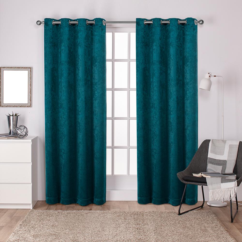 Sateen Peacoat Blue Twill Weave Blackout Grommet Top Window Curtain
