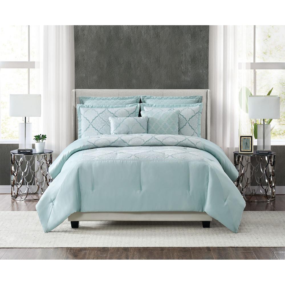 Fifth Avenue Lux Roya 7 Piece Light Blue King Comforter Set Cs3213kg7 1300 The Home Depot