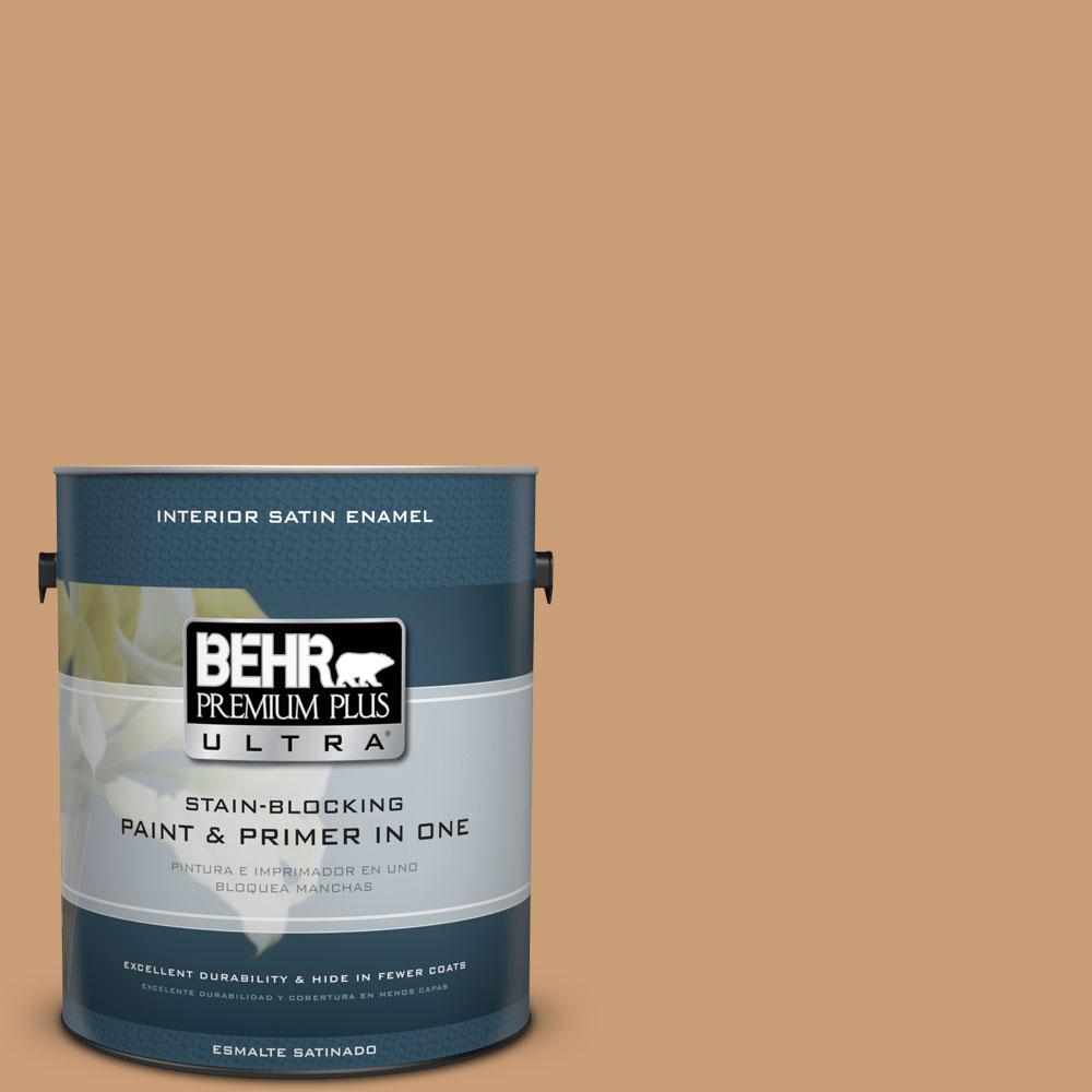 BEHR Premium Plus Ultra 1gal. ICC62 Pumpkin Butter Satin Enamel
