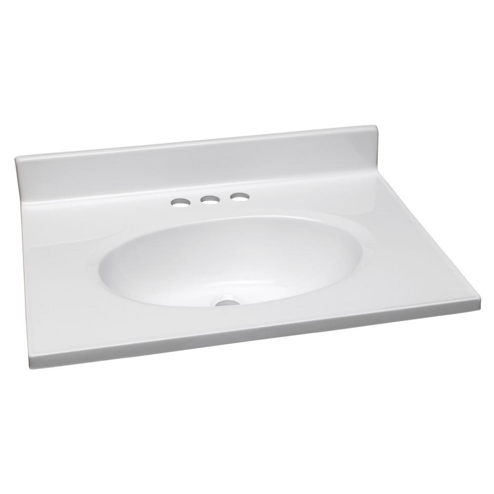 Design House 25 In W Cultured Marble Vanity Top In White With