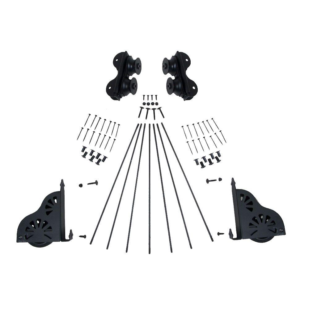 Quiet Glide Unfinished Red Oak and Black Ladder/Rail/Rolling Brake Hardware Kit by Quiet Glide