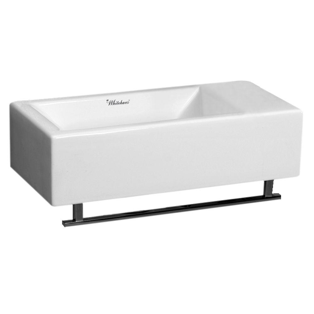 Whitehaus Collection Isabella Wall Mounted Bathroom Sink In White With Towel Bar Wh1 114rtb Wh The Home Depot