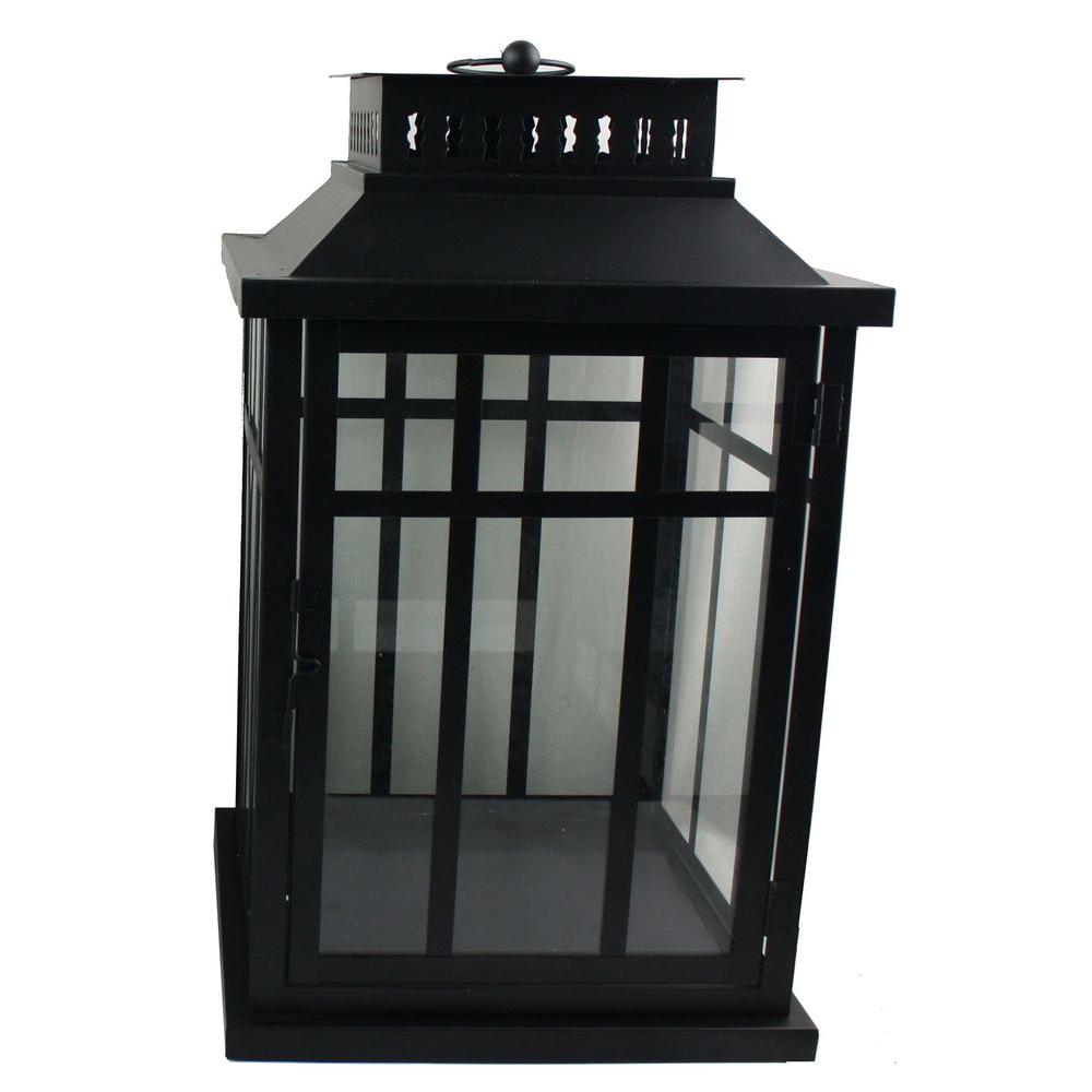 Moonrays 17 in. Metal Mission Lantern in Black-91179 - The Home Depot