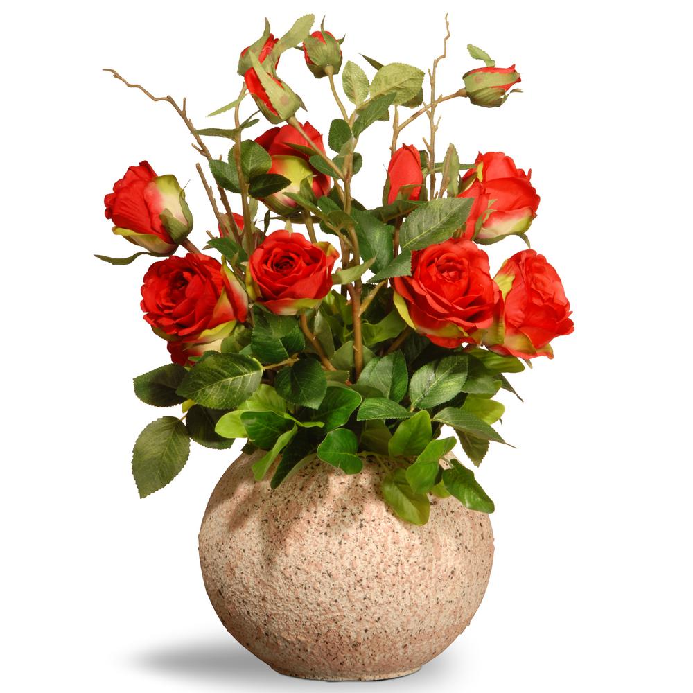 National Tree Company 18 In Red Roses In Ceramic Pot Ras Wdp001 1