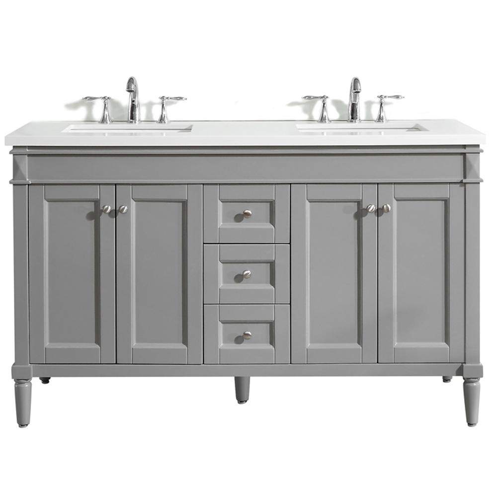 Vinnova Catania 60 In W X 22 D Vanity Grey With Quartz Catania 60 In W X 22 D Vanity Grey With Quartz Top White Basin