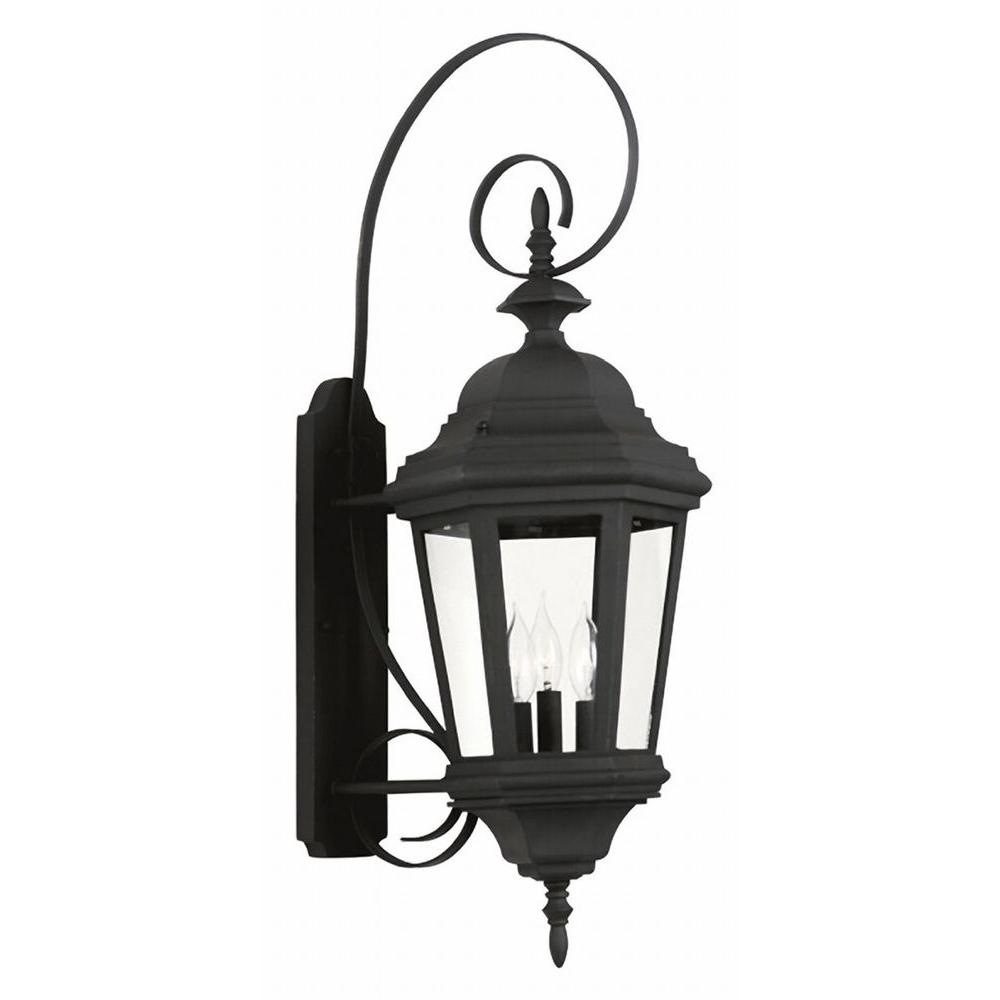 Kenroy Home Estate 3 Light Black Outdoor Wall Lantern Sconce