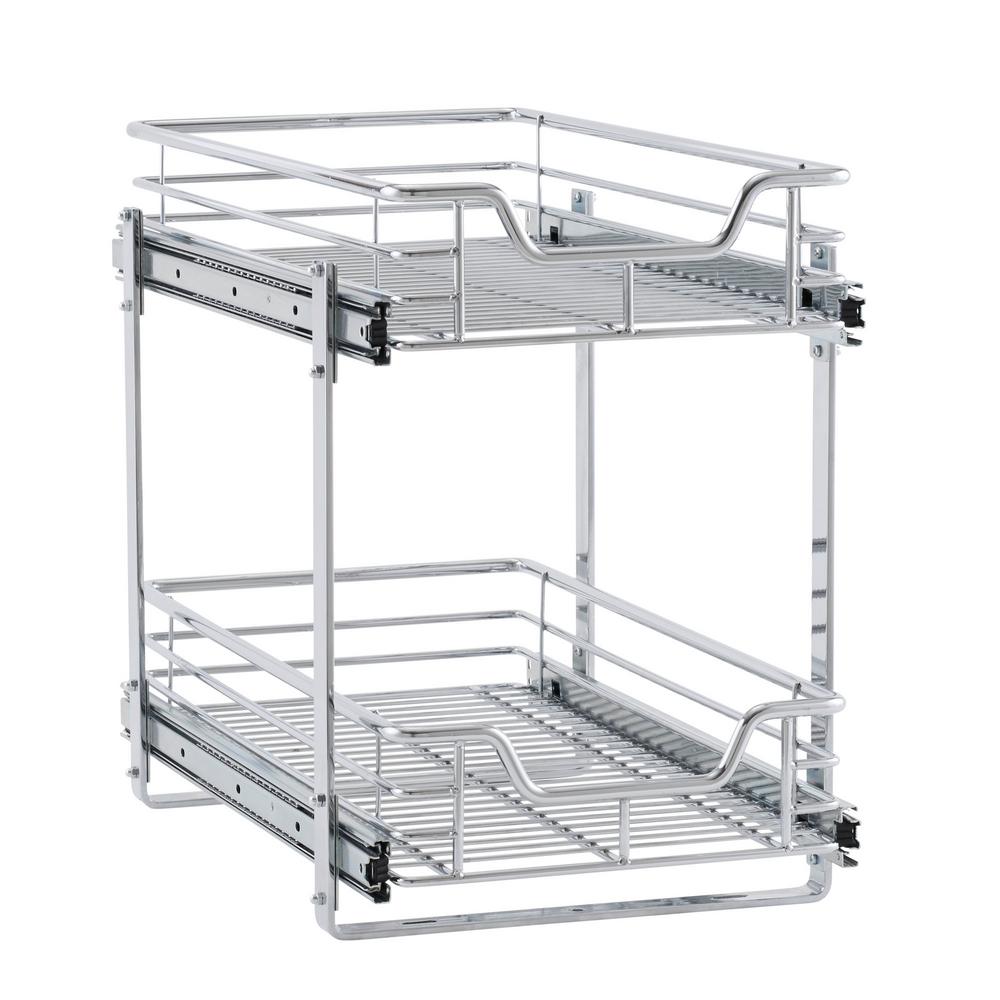 Wood 11.5 Wide Household Essentials 24221-1 Glidez 2-Tier Sliding Cabinet Organizer