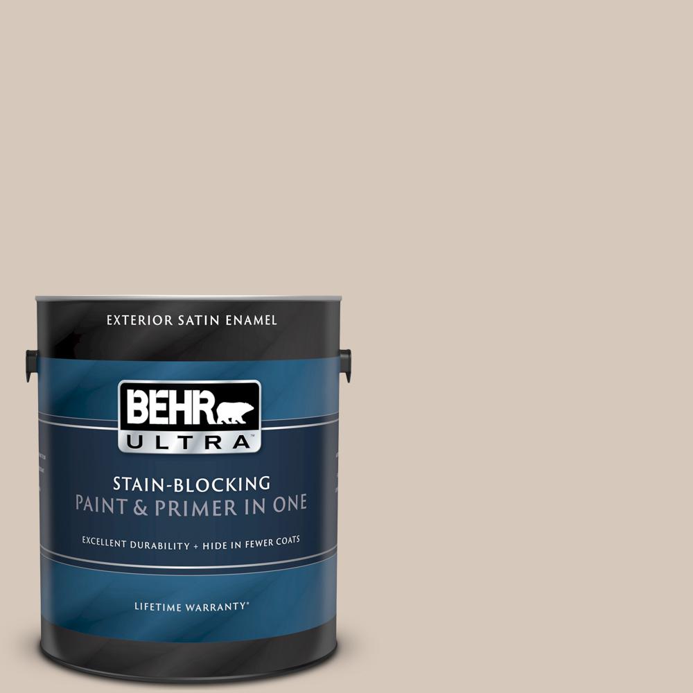 BEHR ULTRA 1 gal. PPU512 Almond Wisp Satin Enamel Exterior Paint and