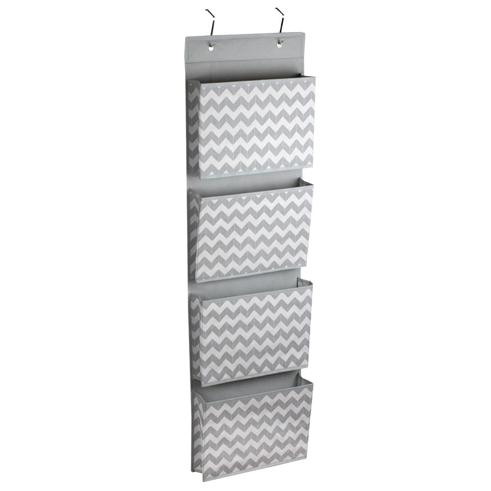 Home Basics Chevron Over The Door Hanging File Organizer Grey And