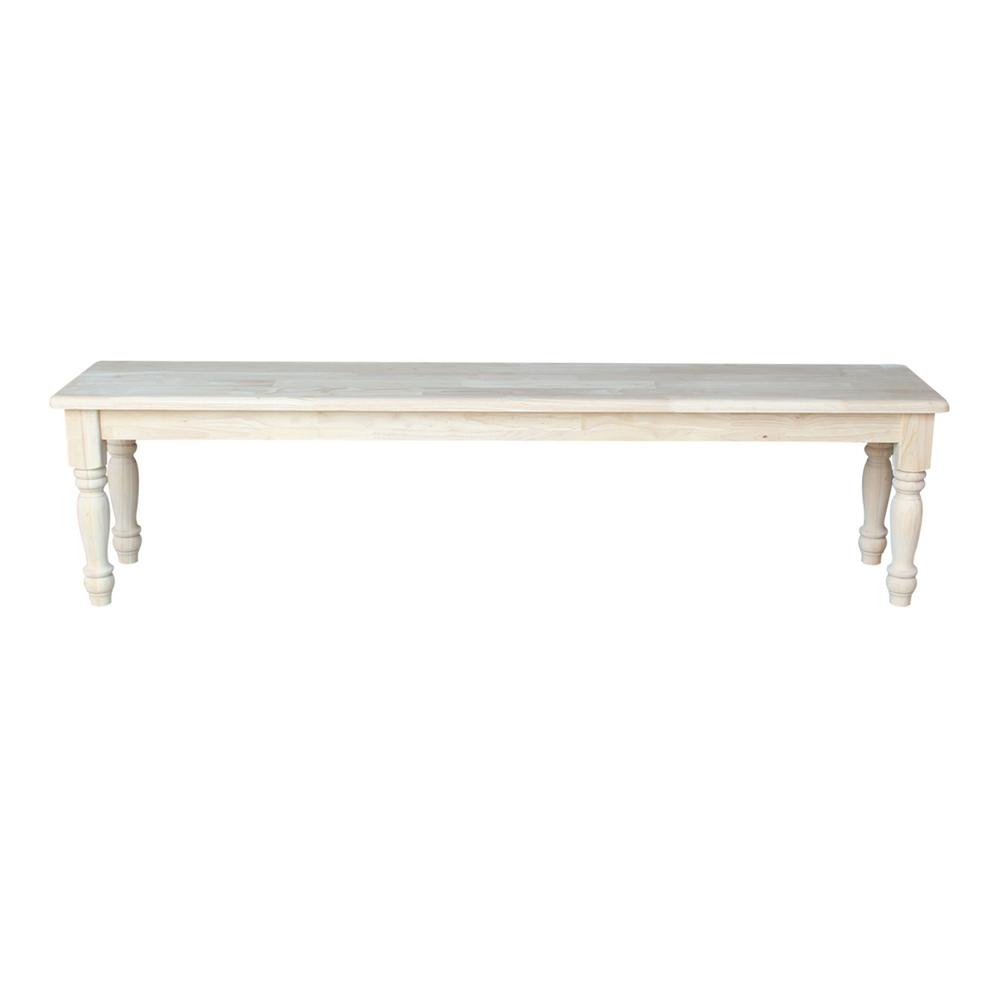 72" Shaker Style Bench with Turned Legs Unfinished - International Concepts