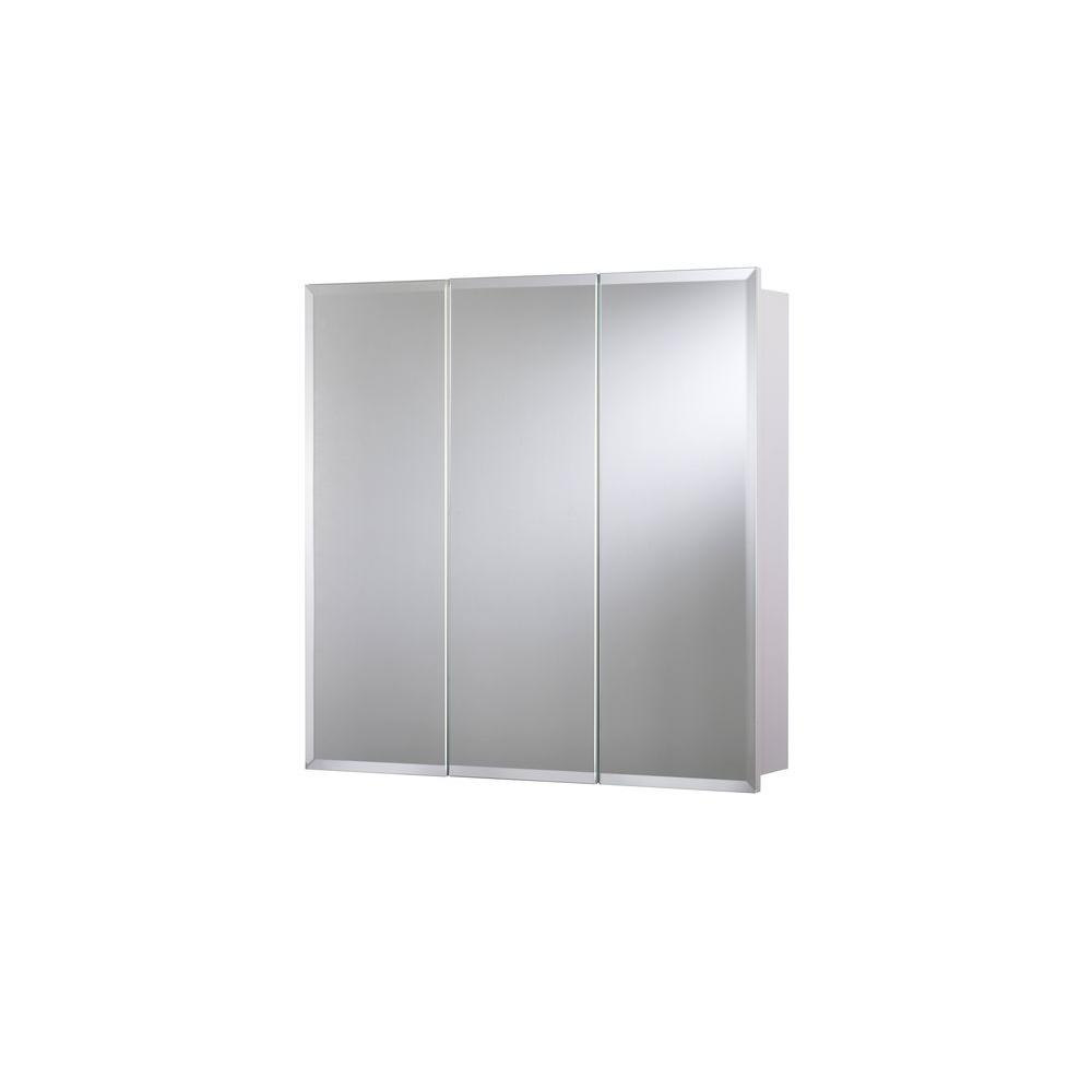 Croydex 30 In W X 30 In H X 5 In D Frameless Tri View Surface Mount Medicine Cabinet With Easy Hanging System In White Wc102522yw The Home Depot