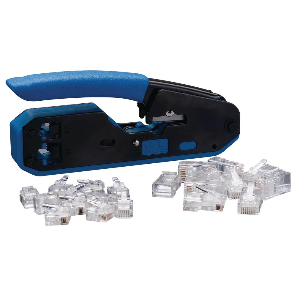 Ideal RJ45/RJ11 Modular Plug Crimper Kit Tool with 10 RJ45 (8P8C) and