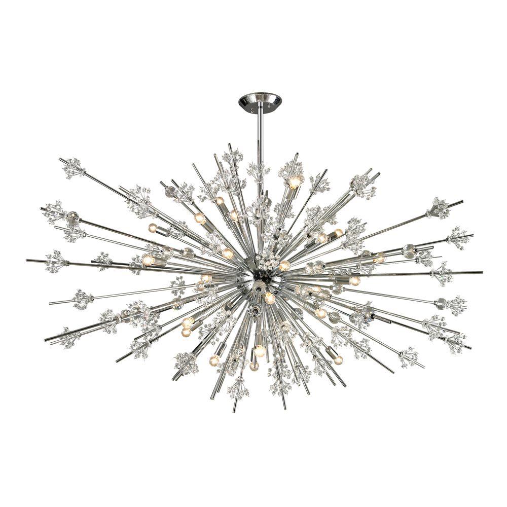 Chrome Starburst Chandeliers Lighting The Home Depot Tracera Collection 31 Light Polished Chrome Chandelier