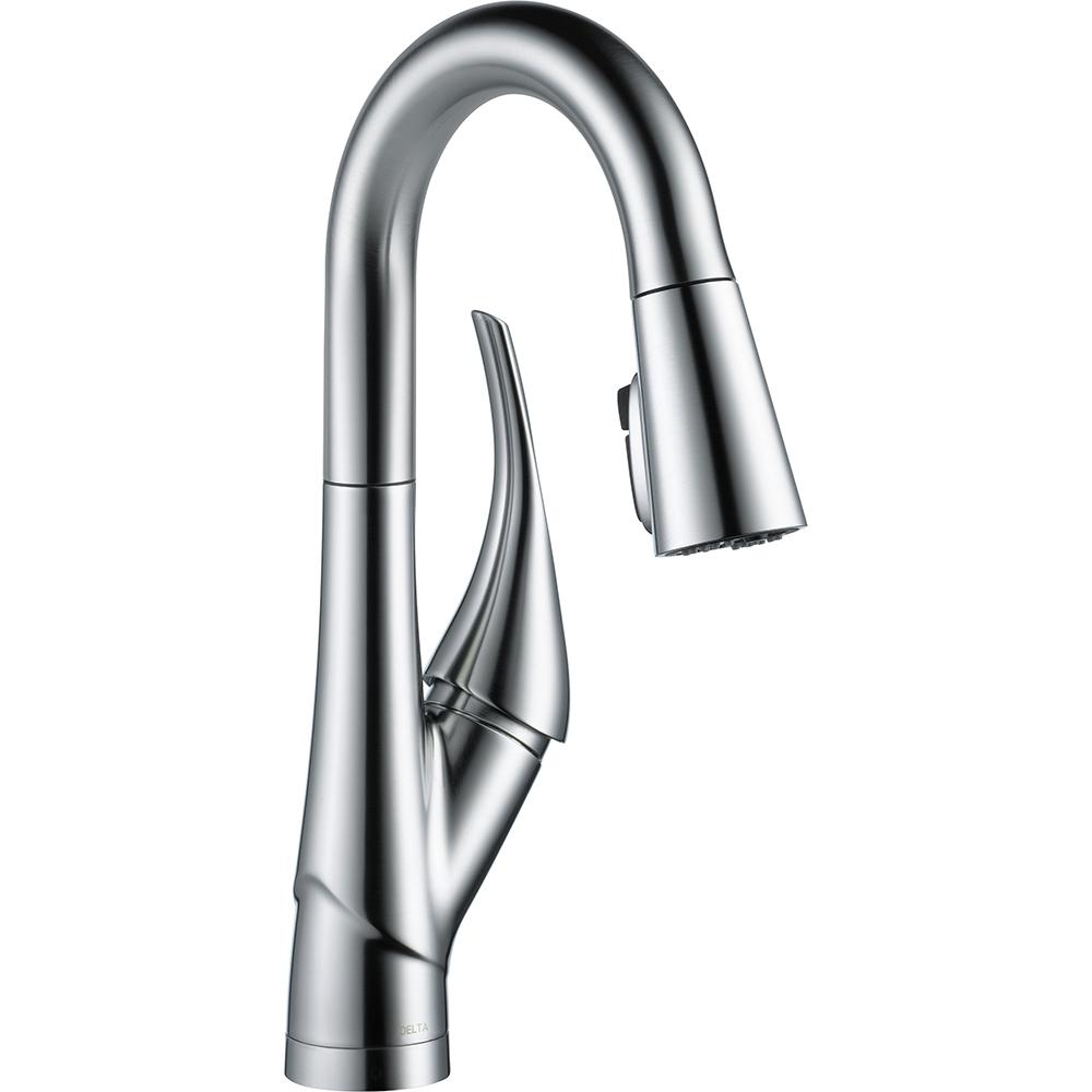 Delta Esque Single-Handle Bar Faucet with Pull-Down Sprayer in Arctic ...