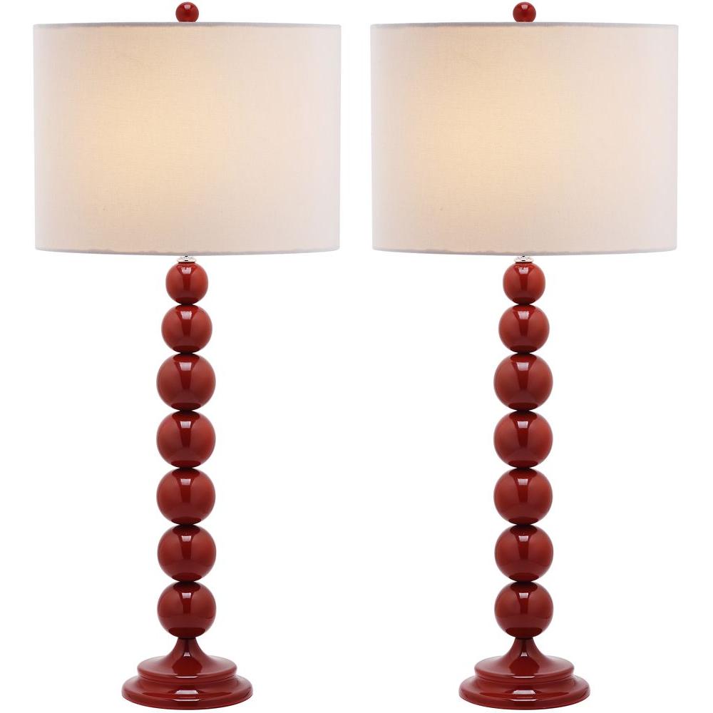 dark red table lamps
