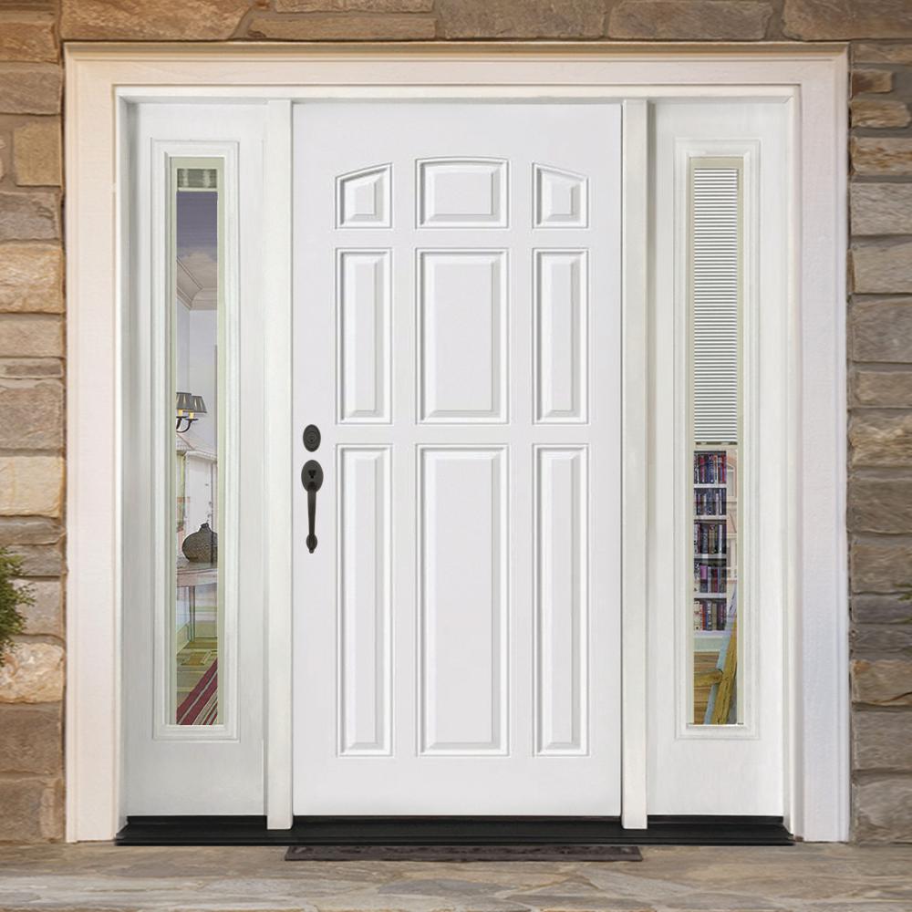 Steves Sons 64 In X 80 In 9 Panel Primed White Right Hand Steel Prehung Front Door With 12 In Mini Blind Sidelites 6 In Wall St90 Pr D12mb R6rh The Home Depot