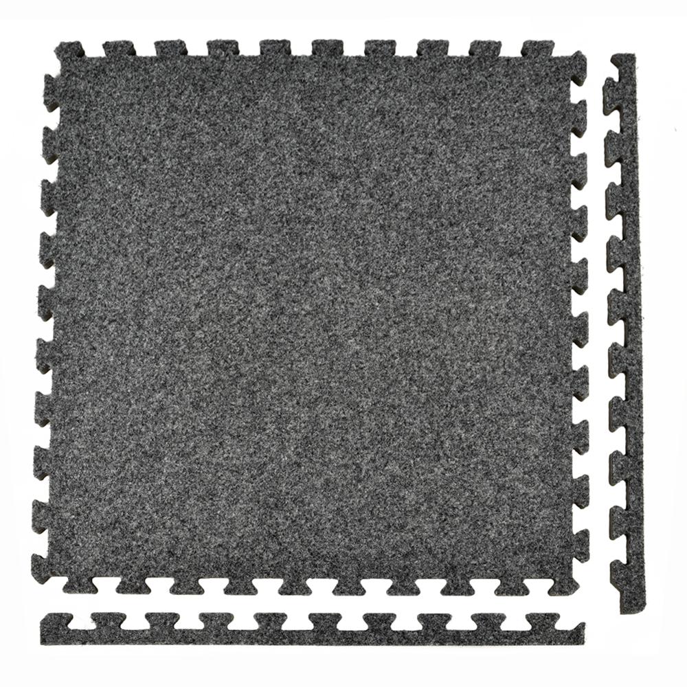 Greatmats Royal Carpet Dark Gray Velour Plush 2 Ft X 5 8 In Interlocking Tile 96 875 Sq 25 Tiles Case