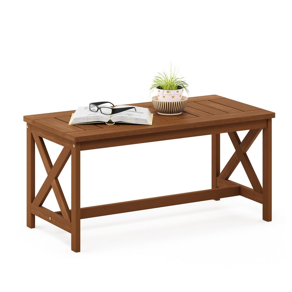 Furinno Tioman Teak Oil Hardwood Outdoor Coffee Table With X Leg Furinno Tioman Teak Oil Hardwood Outdoor Coffee Table With X Leg