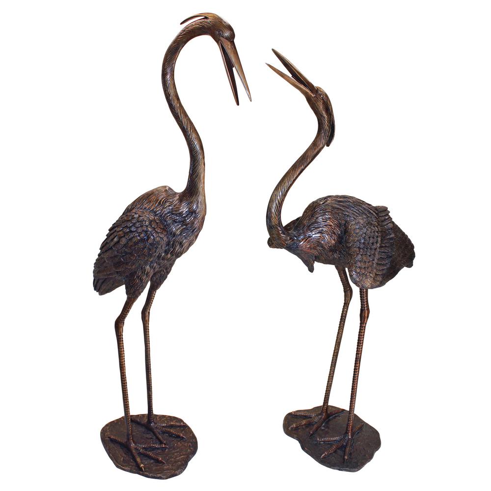 Design Toscano Cast Bronze Grand Heron Garden Statue Set 2 Piece Cast Bronze Grand Heron Garden Statue