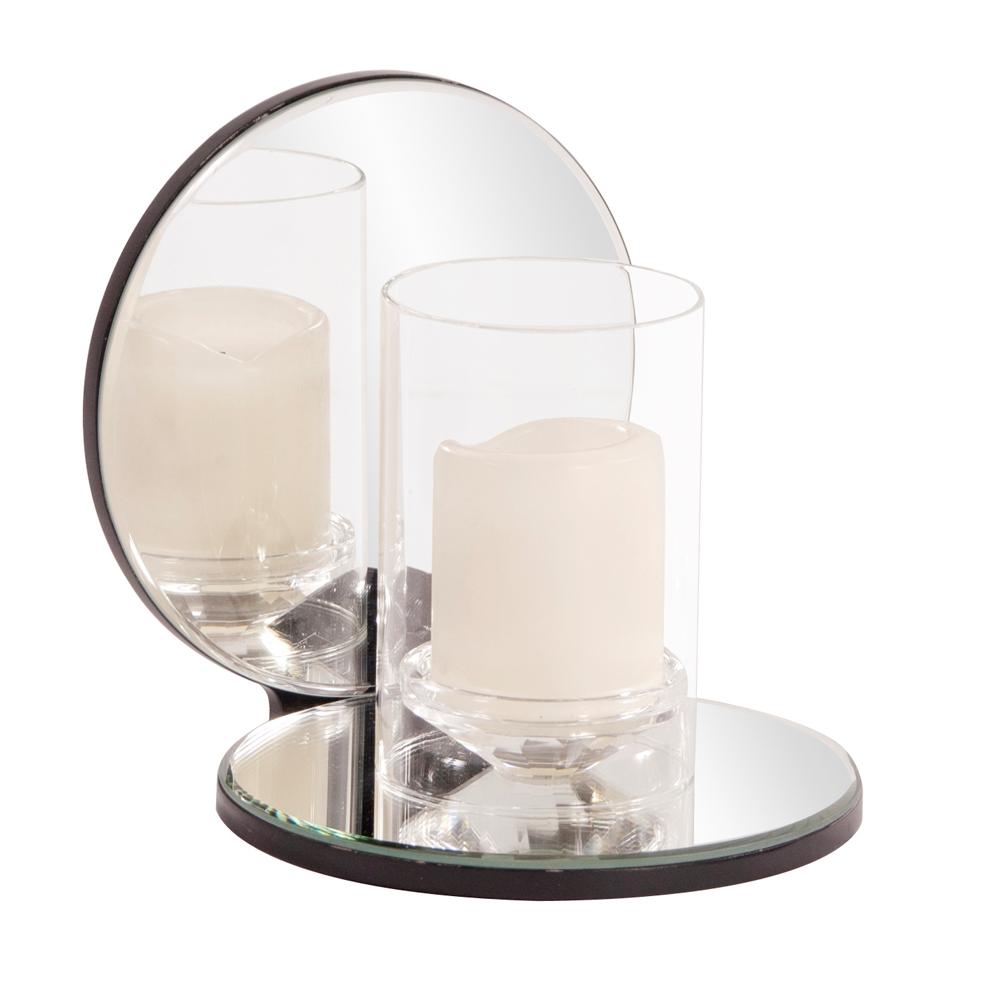 Single Clear Round Mirrored Hurricane Candle Holder99046 The Home Depot