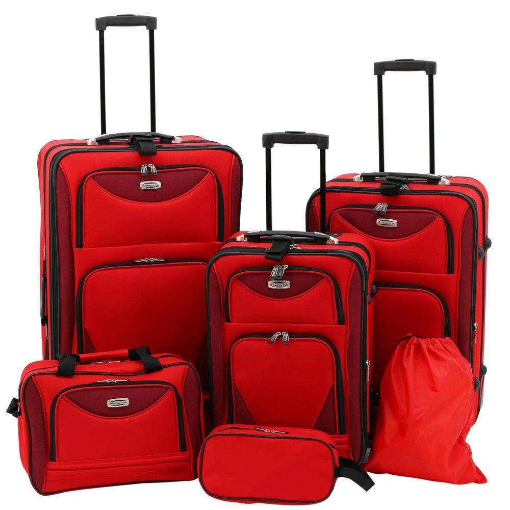 6-Piece Red EVA-Reinforced Dual-Tone Expandable Vertical Rolling ...