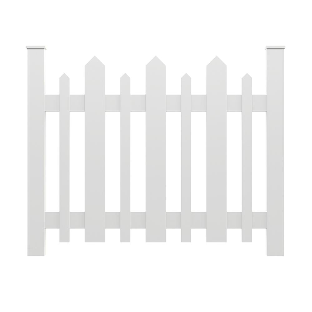 Tuffbilt 2 68 Ft X 3 20 Ft White Vinyl Picket Accent Fence Panel 73004182 The Home Depot