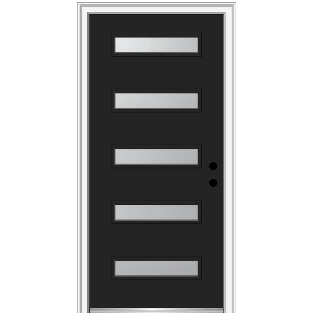Frosted Black Doors With Glass Steel The Home Depot