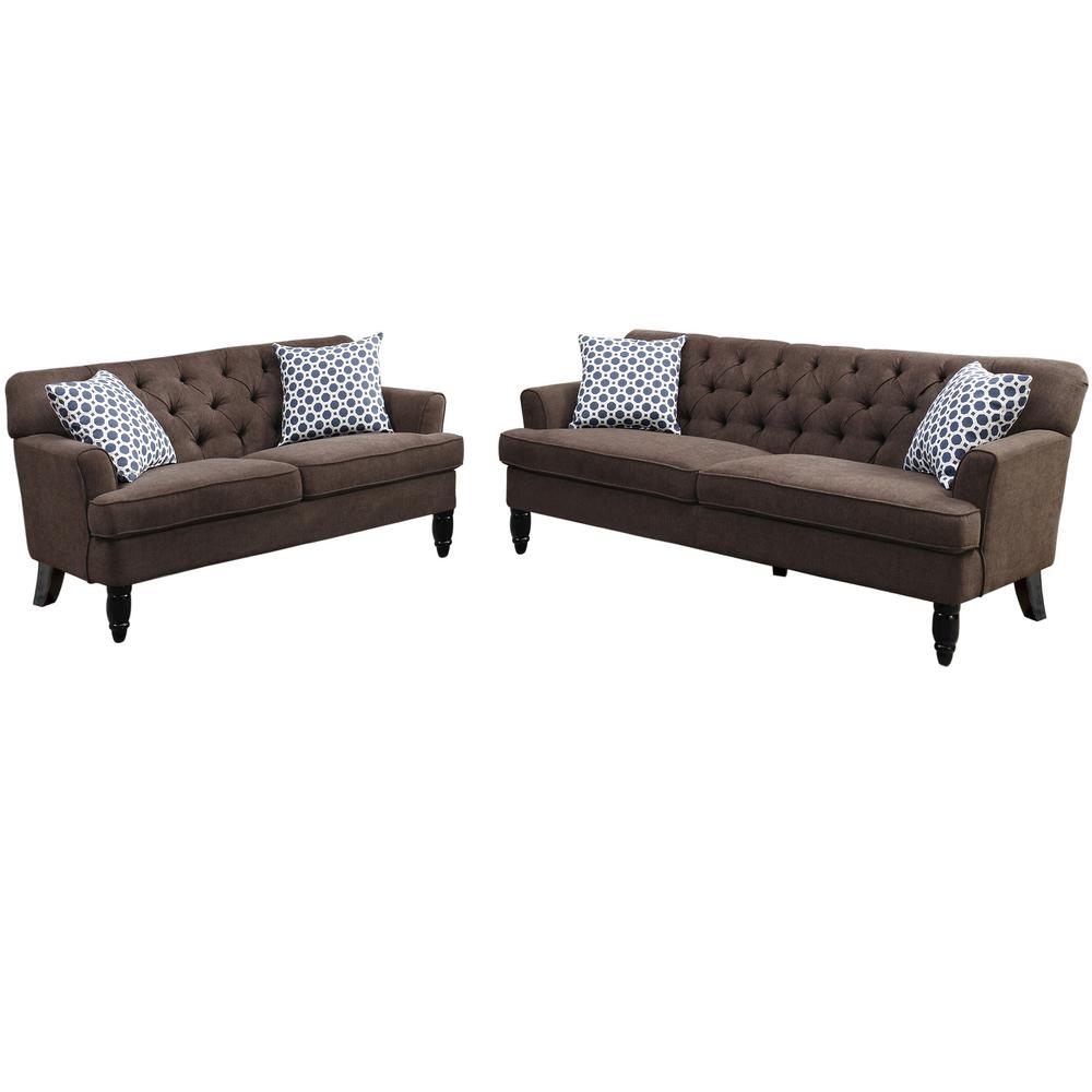 Venetian Worldwide Biella 2 Piece Dark Brown Sofa Set Vene F6942 Venetian Worldwide Biella 2 Piece Dark Brown Sofa Set