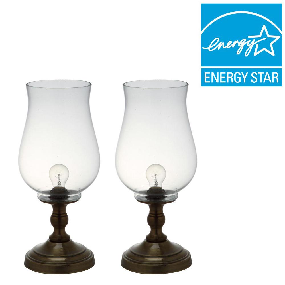Safavieh Blackburn 17 5 In Bronze Uplight Hurricane Lamp With Clear Bronze Uplight Hurricane Lamp With Clear Shade Set Of 2