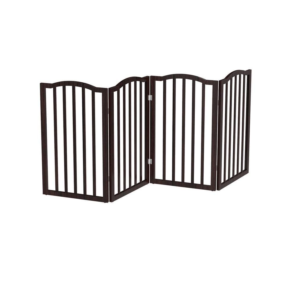 Petmaker 4Panel Wooden Freestanding Folding Pet Gate with Scalloped