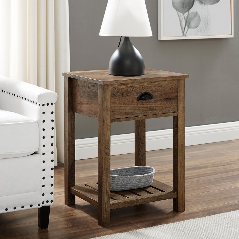Welwick Designs Reclaimed Barnwood Country OneDrawer Side TableHD8182