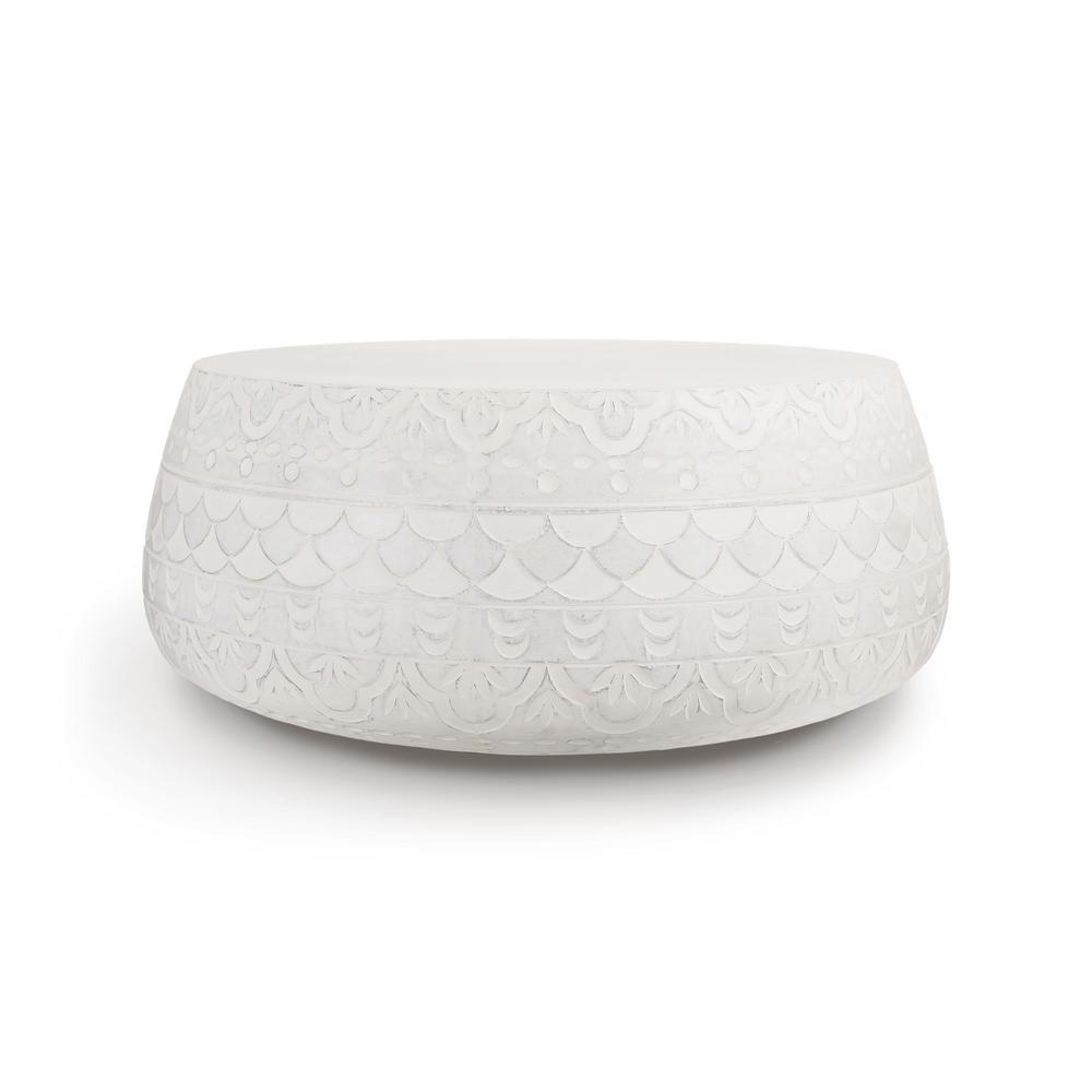 Leisure Made Montgomery Round Concrete Stone Outdoor Coffee Table - Round Outdoor Coffee Table White Leisure Made Montgomery Round Concrete Stone Outdoor Coffee Table - Round Outdoor Coffee Table White