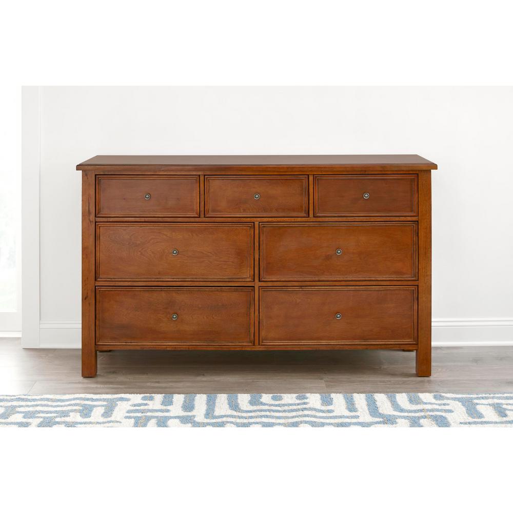 Stylewell Marford Walnut Finish 7 Drawer Dresser With Side Detail