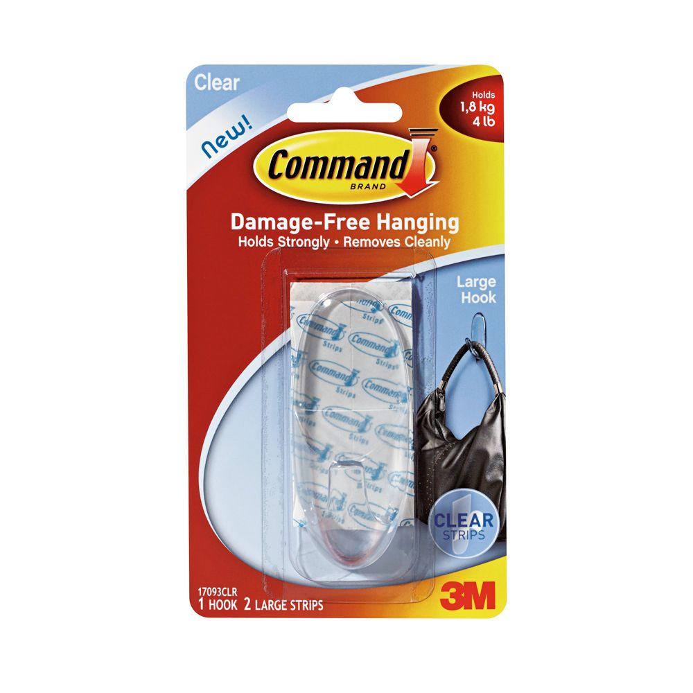 Command Large Clear Strip Hook (3Piece per Pack)17093CLR The Home Depot