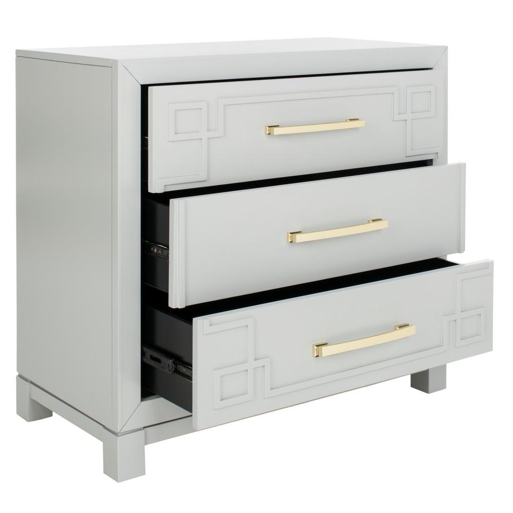 Safavieh Raina 3 Drawer Gray Gold Chest Chs6412d The Home Depot