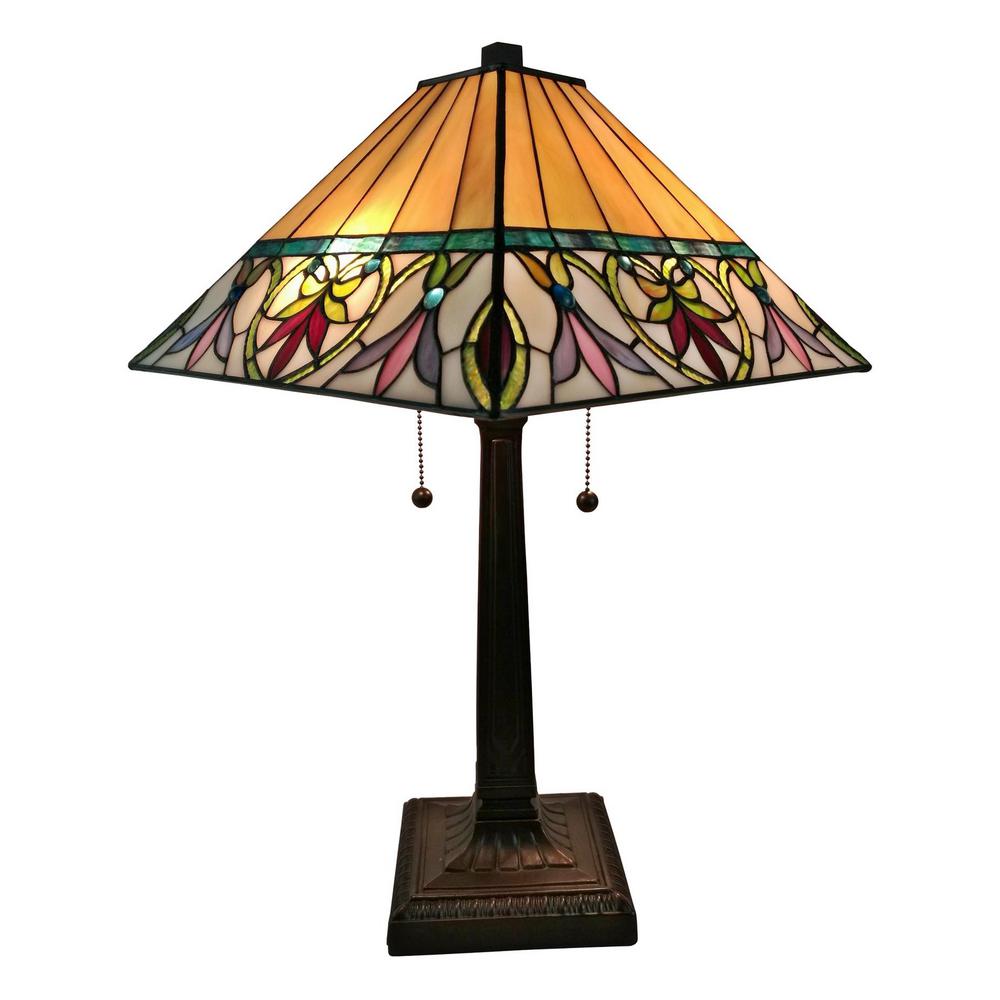 Amora Lighting 22 in. Multicolored Tiffany Style Floral ...