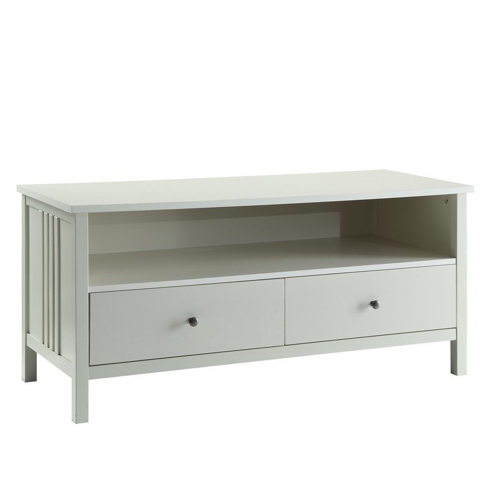 Usl White Mission Tv Stand Sk19211c Pw The Home Depot