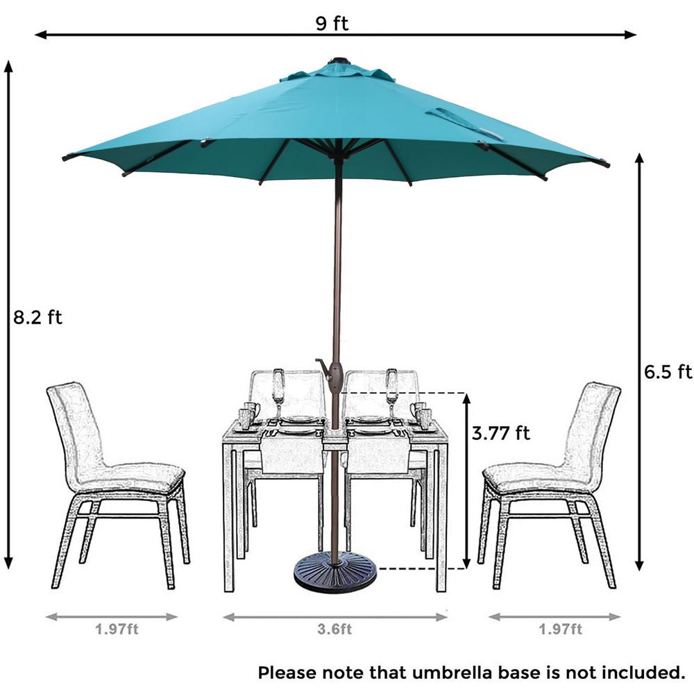 Abba Patio 9 Ft Outdoor Table Market Umbrella With Push Button Tilt Crank Patio Umbrella In Turquoise Ap9388ctl The Home Depot