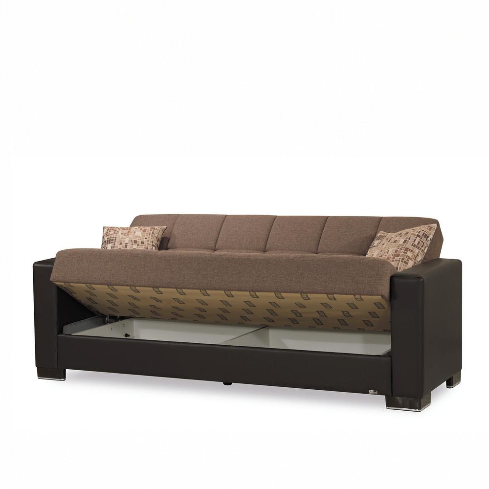 Ottomanson Armada Brown Fabric Upholstery Sofa Sleeper Bed With Fabric Upholstery Sofa Sleeper Bed