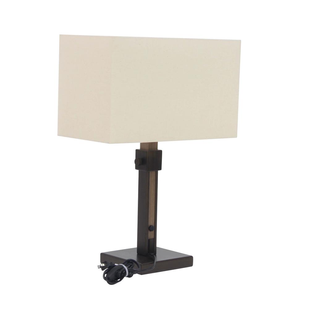 Litton Lane 24 In Brown Adjule Table Lamp With White Litton Lane 24 In Brown Adjule Table Lamp With White