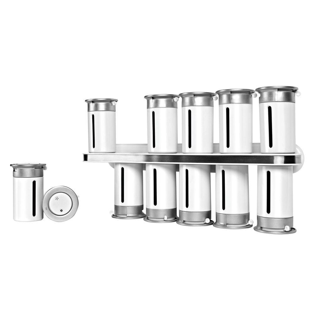 Zevro Zero Gravity 12Canister WallMount Spice Rack in White