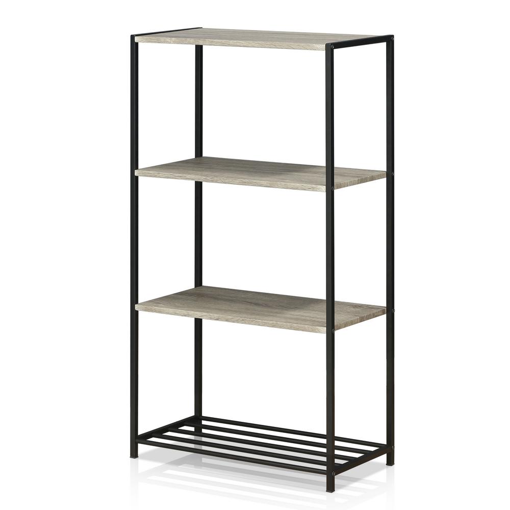 Furinno Metal Garage Storage Shelves Racks Modern 4 Tier Metal Storage Shelves In Dark Oak