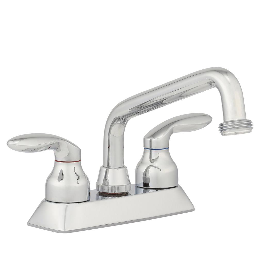 Kohler Coralais 4 In 2 Handle Low Arc Utility Sink Faucet In Polished Chrome With Threaded Spout