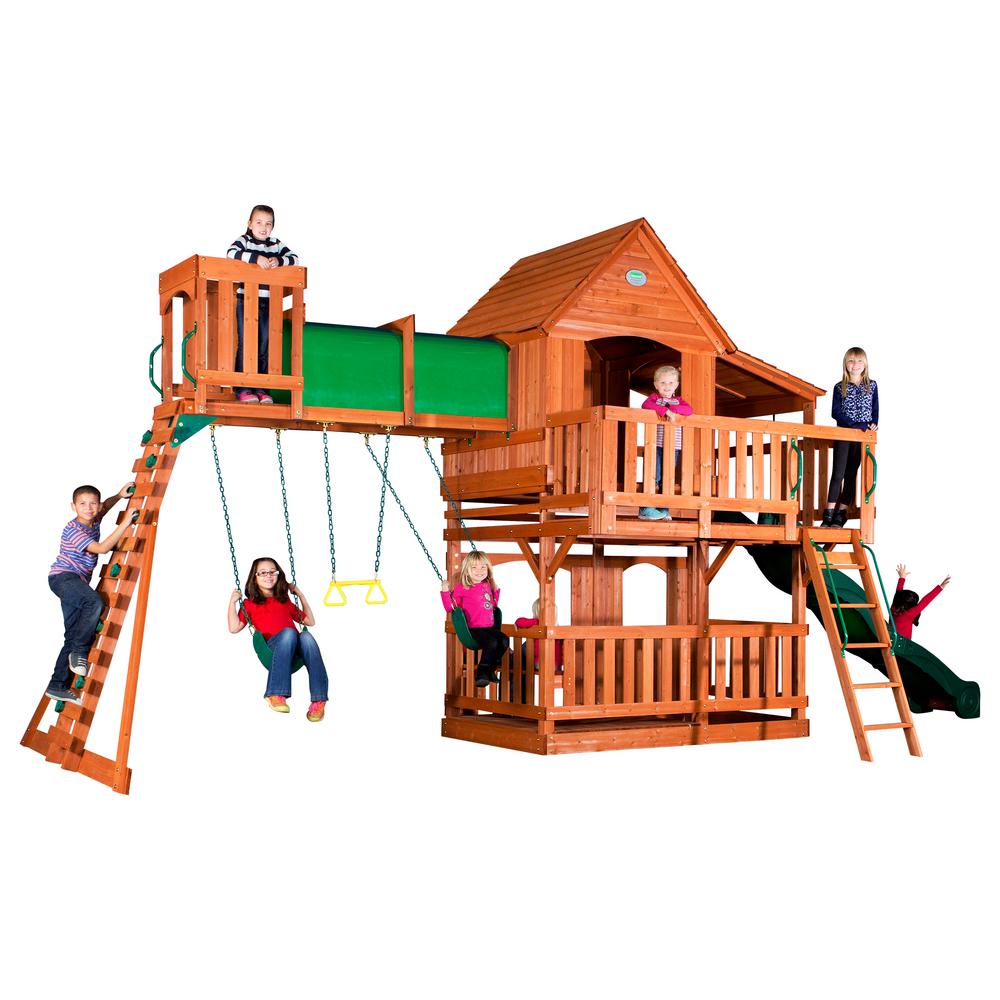 Kidkraft Ridgeview Deluxe Clubhouse Wooden Swing Set F270855 The